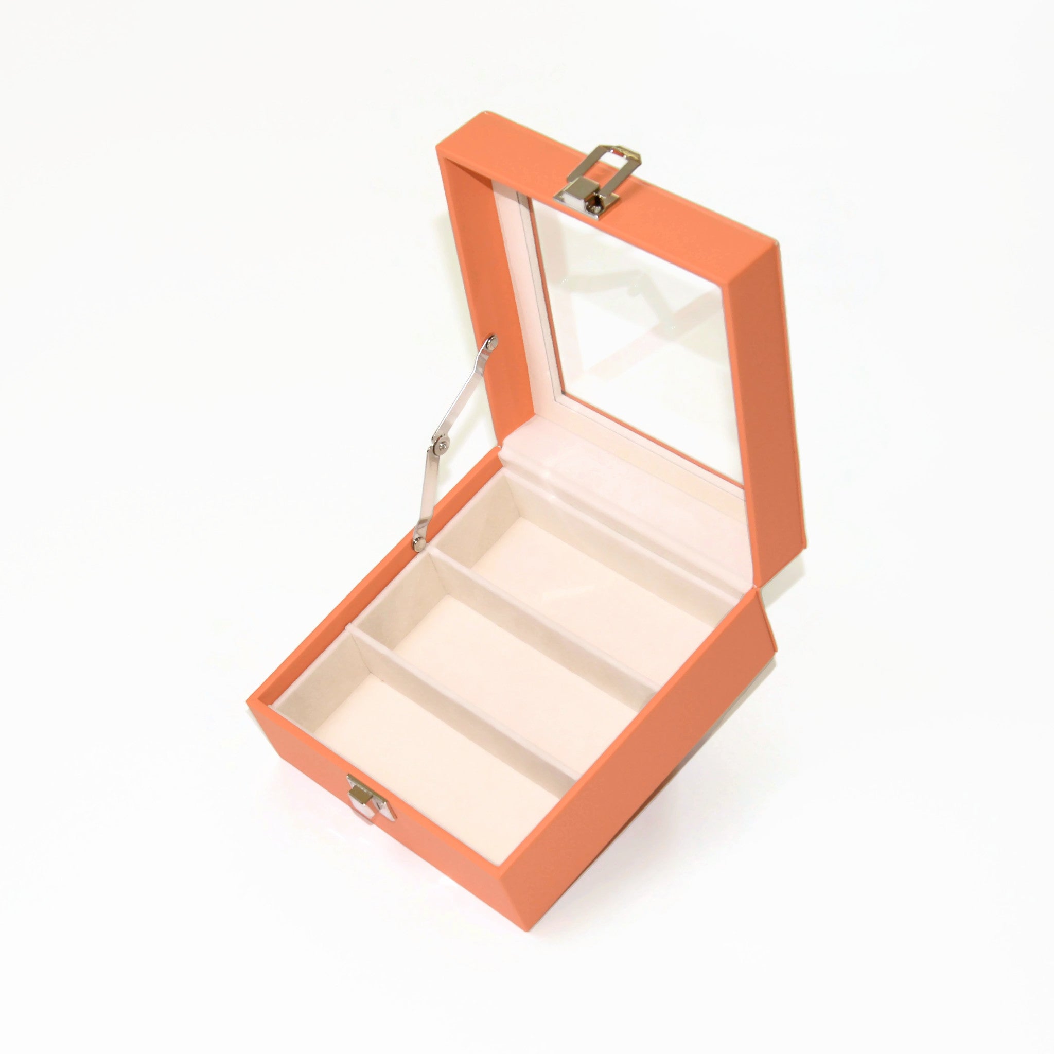 3 pc Eyewear Wardrobe Case with Latch - Orange Coral
