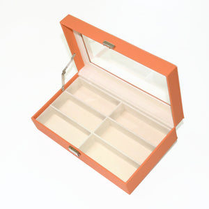 6 pc Eyewear Wardrobe Case with Lock - Orange Coral